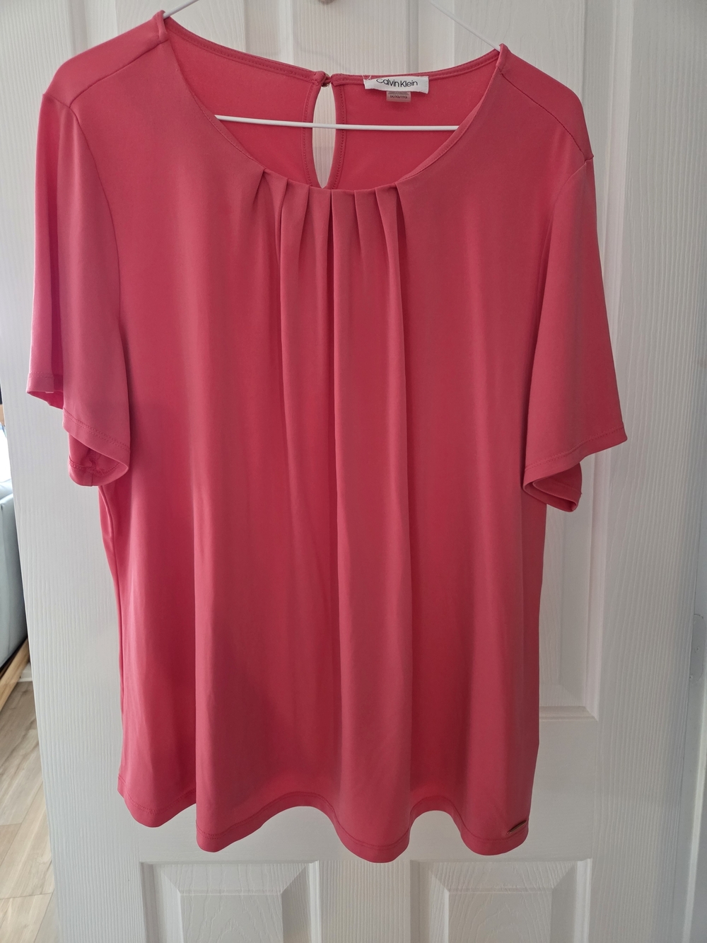 Calvin Klein Pink Pleated Front Short Sleeve Top